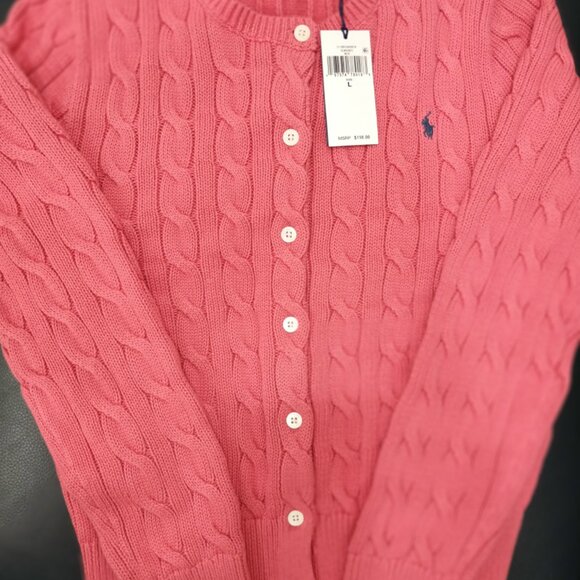 Womens Ralph Lauren nantucket red cardigan sweater size L , NWT MSRP $198 - Picture 3 of 3